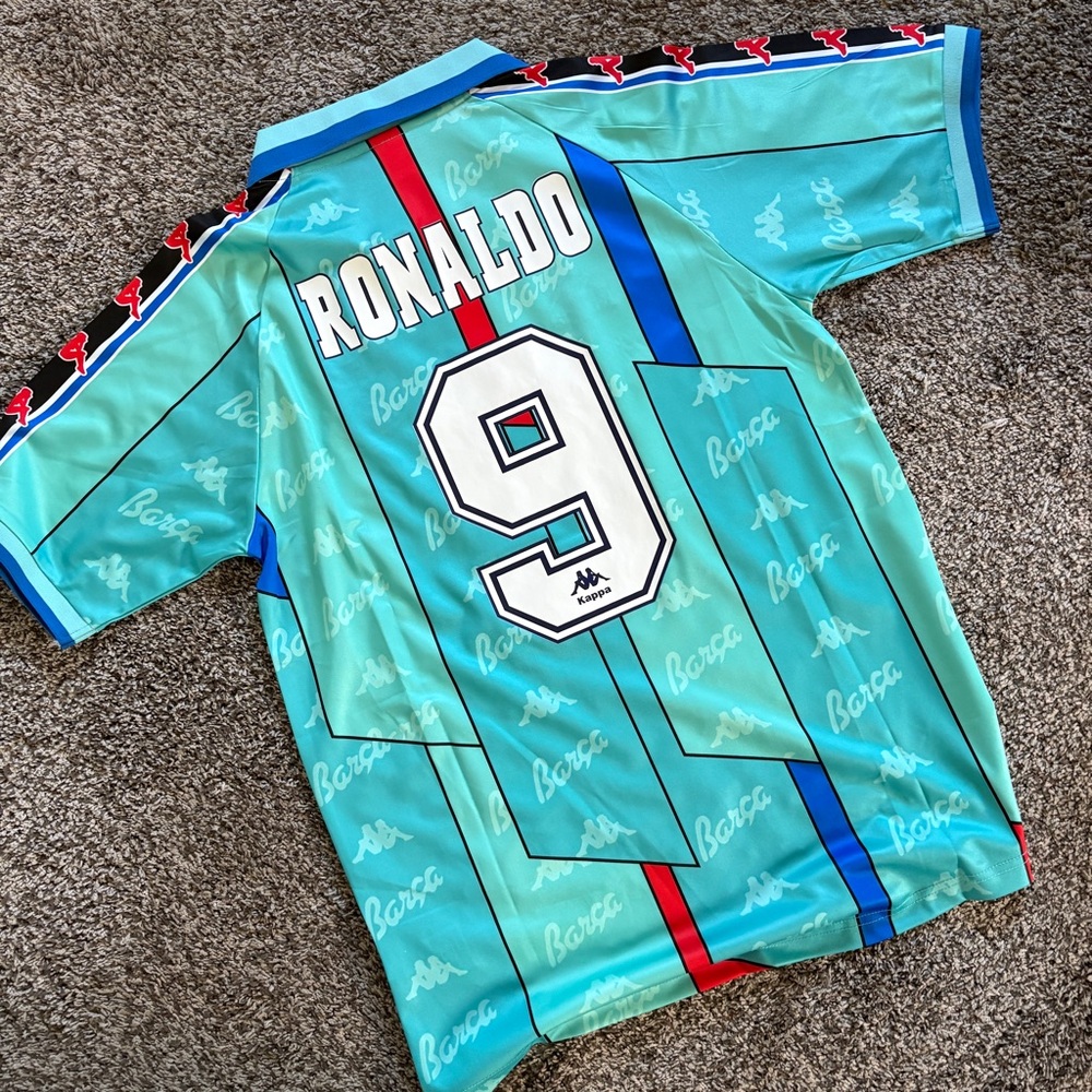 Kappa FCB Teal and Red Soccer Jersey